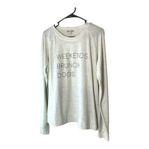 Looog Sleeve Tee‎ "Weekends, Brunch, Dogs" NWT Womens Size Large